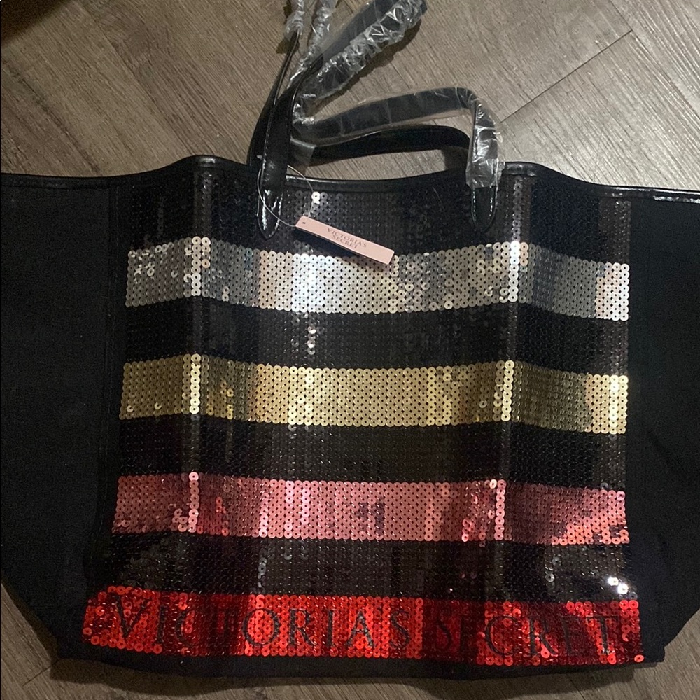 Victoria's Secret Glamorous Black and Red Sequin Tote